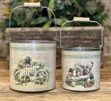 Vintage Garden Buckets (Set of 2)