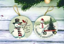 Winter Snowman Friends Ornaments (2 Assorted)  Each