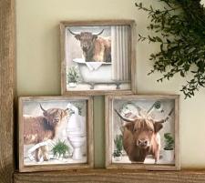 Highland Cow Bath Box Signs (3 Assorted) 