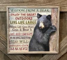 Bear Wisdom Wood Sign 