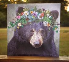 Black Bear & Wildflowers Canvas