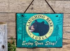 Laughing Bear Slate Sign