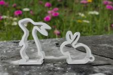 White Distressed Cutout Tabletop Bunnies (Set of 2)
