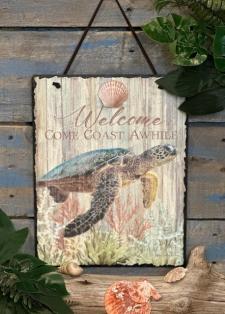 Sea Welcome Turtle Slate