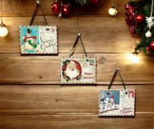 Postage Stamp Christmas Mini Slates (3 Assorted)
