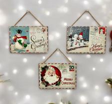 Postage Stamp Christmas Ornaments (3 Assorted)
