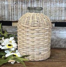 Rattan Covered Vase-Small
