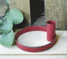Red Distressed Taper Candle Holder 