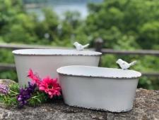 Metal Bird Feeder Oval Bucket (set 2)