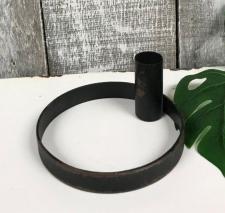 Black Distressed Circular Taper Candle Holder   