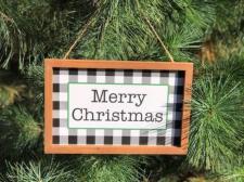 Merry Christmas Checkered Sign 