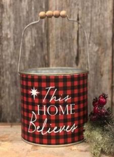 Red Plaid Believe Bucket 