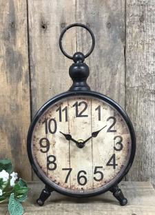 Black Distressed Clock w/ Ring Handle 