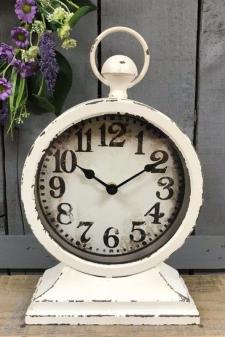 White Dist. Clock w/ Ring Handle 