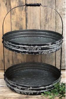 Black Distressed Two Tier Tray 