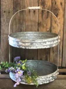 Cr. Distressed Two Tier Tray 