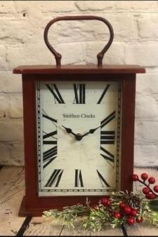 Red Distressed Table Top Clock 