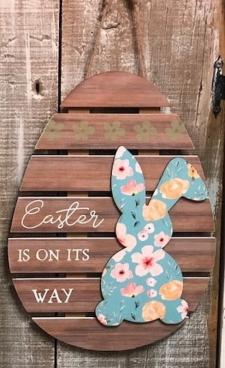 Pallet Egg Blue Bunny Sign .