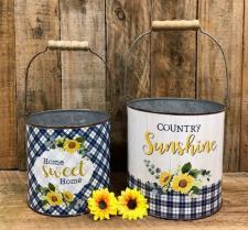 Country Sunshine Blue Buckets (set of 2)