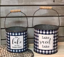 Lake Sweet Lake Blue Plaid Buckets (set of 2)