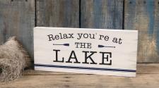 Relax You're On The Lake Block Sign