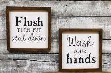 Flush & Wash Hands Signs (set of 2)