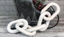 White Wood Chain Link Decor Large 