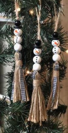 Snowman Bead Ornaments Set of 3