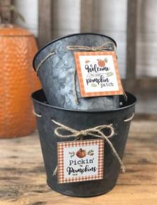 Welcome Pumpkin Patch / Pickin Pumpkin Buckets (2 Assorted)
