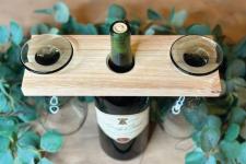 Wine Bottle / 2 Glass Holder Brown 