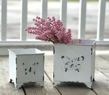 White Distressed Butterfly Containers (Set of 2) 