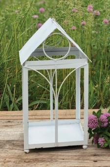 White Distressed Birdhouse Lantern Large