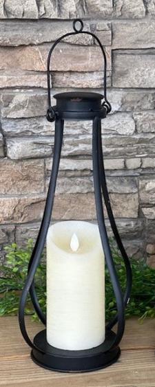 Black Distressed Open Globe Lantern Large