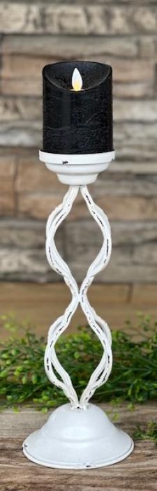 White Distressed Spiral Candle Holder Large