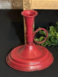 Red Distressed Ring Handle Taper Candle Holder 