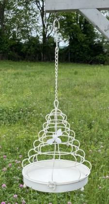 White Distressed Metal Bee Hive