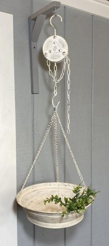 Cream Textured Hanging Tray With Pulley