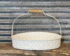 White Distressed Bow Knot Design Tray With Handle