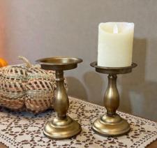 Gold Pillar Candle Holders (Set of 2)