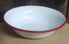 Red Rim Enamelware Soup Bowl 