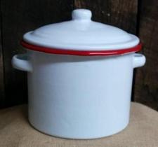 Red Rim Enamelware Stock Pot 