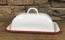Red Rim Enamelware Butter Round Top 