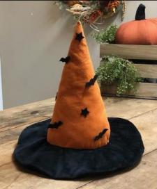 Orange Witch Hat with Bats 