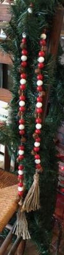 Red /White  with Rusty Bell  Bead Strand 