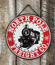 North Pole Freight Company Embossed Metal Sign 