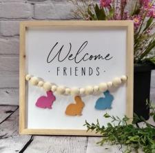 Welcome Friends Bead Bunny Sign  