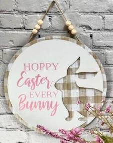 Happy Easter Round Beaded Sign  
