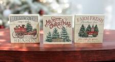 Merry Christmas/Trees/Wagon Blocks (3 Assorted)