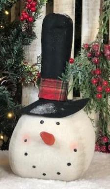 Tall Black Hat Snowman Head Large