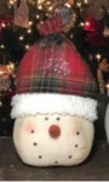 Red Plaid Toboggan Head Snowman Small 